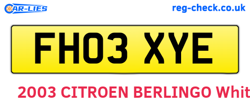 FH03XYE are the vehicle registration plates.