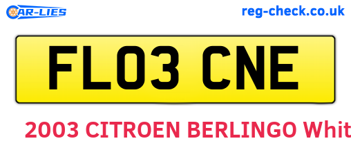 FL03CNE are the vehicle registration plates.