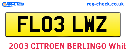 FL03LWZ are the vehicle registration plates.