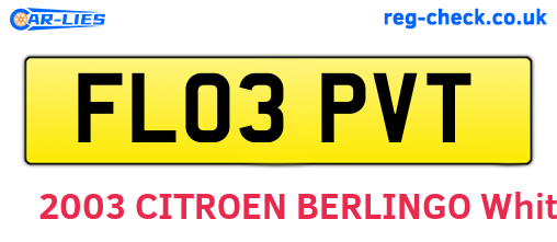 FL03PVT are the vehicle registration plates.
