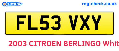 FL53VXY are the vehicle registration plates.