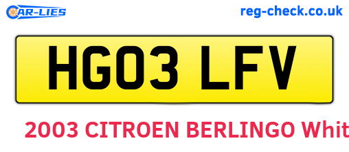 HG03LFV are the vehicle registration plates.