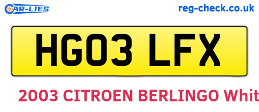 HG03LFX are the vehicle registration plates.