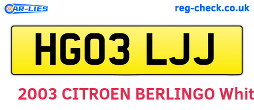 HG03LJJ are the vehicle registration plates.