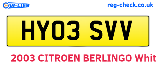HY03SVV are the vehicle registration plates.