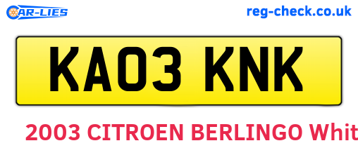 KA03KNK are the vehicle registration plates.