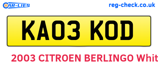 KA03KOD are the vehicle registration plates.