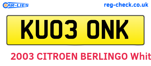 KU03ONK are the vehicle registration plates.