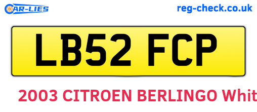 LB52FCP are the vehicle registration plates.