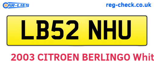 LB52NHU are the vehicle registration plates.