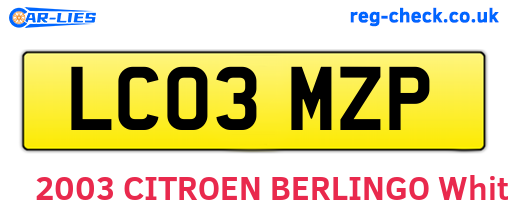 LC03MZP are the vehicle registration plates.