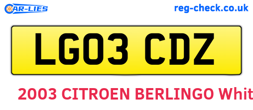 LG03CDZ are the vehicle registration plates.