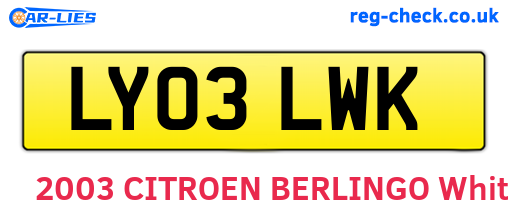 LY03LWK are the vehicle registration plates.