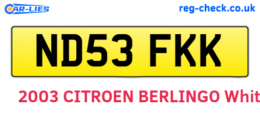 ND53FKK are the vehicle registration plates.