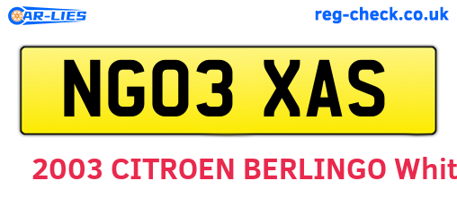 NG03XAS are the vehicle registration plates.