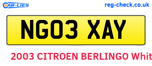 NG03XAY are the vehicle registration plates.