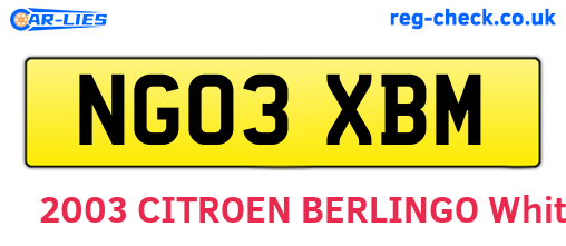 NG03XBM are the vehicle registration plates.