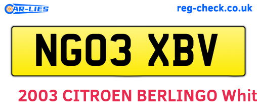 NG03XBV are the vehicle registration plates.