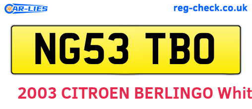 NG53TBO are the vehicle registration plates.