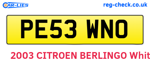 PE53WNO are the vehicle registration plates.