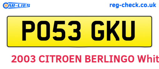 PO53GKU are the vehicle registration plates.