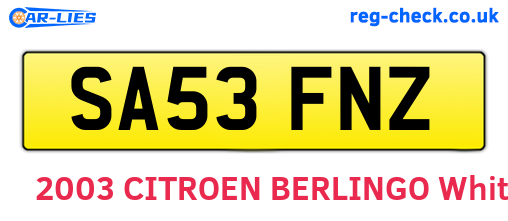 SA53FNZ are the vehicle registration plates.