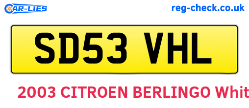SD53VHL are the vehicle registration plates.