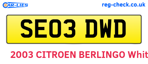 SE03DWD are the vehicle registration plates.