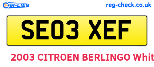 SE03XEF are the vehicle registration plates.