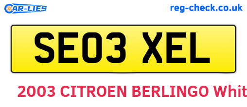 SE03XEL are the vehicle registration plates.