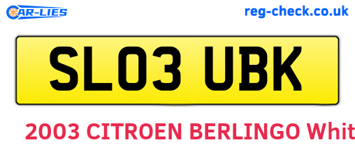 SL03UBK are the vehicle registration plates.