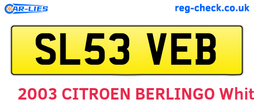 SL53VEB are the vehicle registration plates.