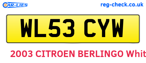 WL53CYW are the vehicle registration plates.