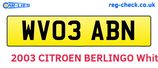 WV03ABN are the vehicle registration plates.