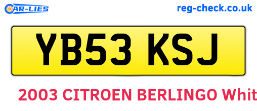 YB53KSJ are the vehicle registration plates.