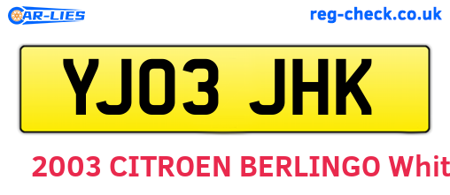 YJ03JHK are the vehicle registration plates.