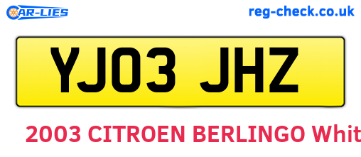 YJ03JHZ are the vehicle registration plates.