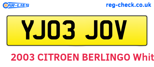 YJ03JOV are the vehicle registration plates.