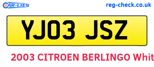 YJ03JSZ are the vehicle registration plates.