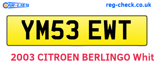 YM53EWT are the vehicle registration plates.