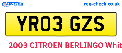 YR03GZS are the vehicle registration plates.