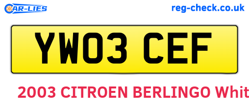 YW03CEF are the vehicle registration plates.