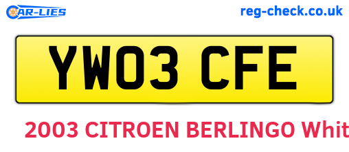 YW03CFE are the vehicle registration plates.