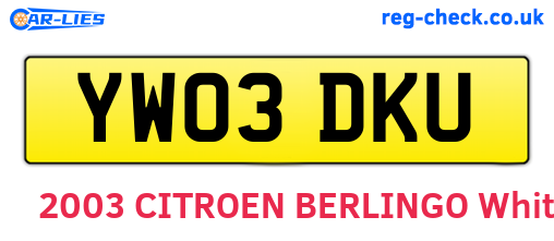 YW03DKU are the vehicle registration plates.