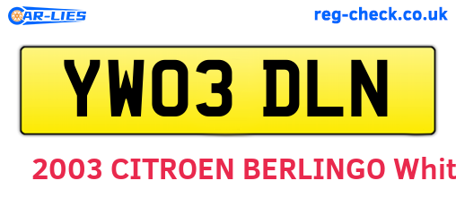 YW03DLN are the vehicle registration plates.
