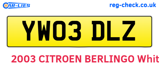 YW03DLZ are the vehicle registration plates.