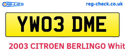 YW03DME are the vehicle registration plates.