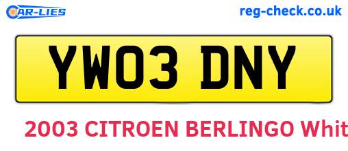 YW03DNY are the vehicle registration plates.
