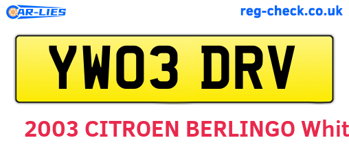 YW03DRV are the vehicle registration plates.