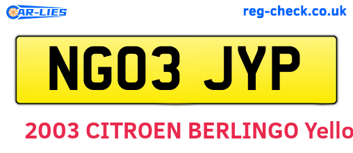 NG03JYP are the vehicle registration plates.